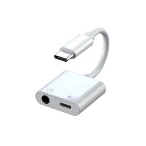 xinfeichi 2 ב-1 אוזניות ומתאם מטען USB c ל-3.5 מ""מ מתאם אודיו התנגדות לכיפוף הגנה מפני טעינה יתר