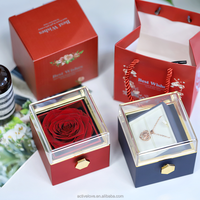 100-Langue préservée Real Forever Red Rose Saint Valentin Cadeau Boîte à bijoux 'Je t'aime' Collier Maman Souvenirs Cadeaux
