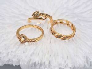 Anel de laton de ouro para casamento, anel de laton de ouro 18k, anel de compromisso de diamante ajustável para mulheres - Product Image 5