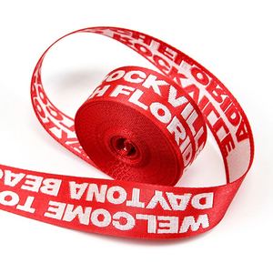 High Gloss <b>Webbing</b> 38mm Polyester Red Logo <b>Webbing</b> Nylon <b>Webbing</b> Strap Upholstery Woven Shoulder Bag Strap - Product Image 5