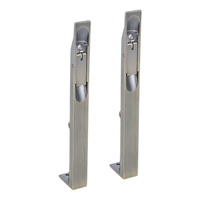 Perno de seguridad de acero inoxidable con acción de palanca oculta y base en L para puerta francesa, disponible en 6, 8, 10, 12, 16, 18, 24, 30, 36, 40, 48 pulgadas