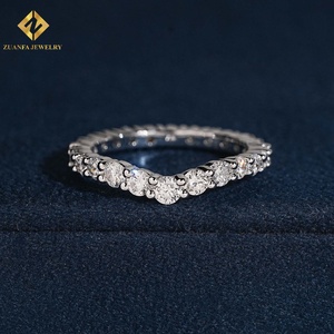 Bague demi-éternité ZUANFA JEWELRY en argent 925 avec diamant de laboratoire NGTC, sertie de griffes, taille ronde, alliance pour femme - Product Image 6