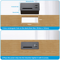 Caja de Enchufes Empotrable Industrial IP44 de Aleación de Aluminio para Escritorio, con Carga Inalámbrica de 15W, 2 Tomas de CA/3 Puertos USB, Oculta en la Superficie de la Mesa