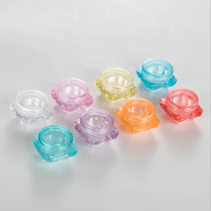 High End Cosmetic Packaging Diamond Shape Mini Sample 3g 5g skin care cream transparent plastic jar with plastic cap