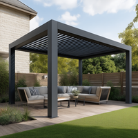 Pergola autoportante moderne bioclimatique en aluminium avec revêtement en poudre, à lames orientables, pour jardin, gazebo extérieur réglable, LED