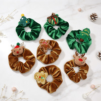 Chouchou de Noël en peluche pour femmes et filles, motifs Père Noël, Bonhomme de neige, Renne, Sapin, pour fêtes de fin d'année, saisonnier, vente en gros