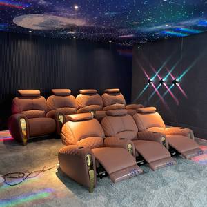 أريكة سينما منزلية فاخرة بتصميم إيطالي مع أرجل ذهبية من الفولاذ المقاوم للصدأ، 5 مقاعد، أثاث للمسرح المنزلي، مقاعد استرخاء ذكية للفيلات - Product Image 6