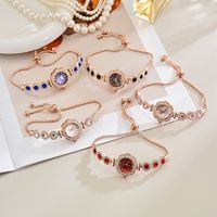 Elegante Reloj de Pulsera Ajustable con Incrustaciones de Circonitas en Forma de Flor, Chapado en Oro Rosa, para Mujer, con Logotipo Personalizado
