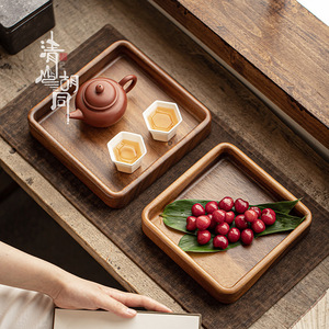 Plateau carré en bois de noyer Qingshan <span class=keywords><strong>Hutong</strong></span>, plateau à fruits en bois massif, plateau à collations de style chinois pour le salon - Product Image 4