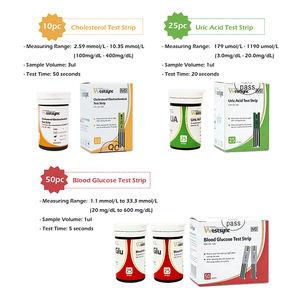 Appareil portable 3-en-1 pour la mesure du <span class=keywords><strong>glucose</strong></span> sanguin, 50 bandelettes de <span class=keywords><strong>test</strong></span> de <span class=keywords><strong>glucose</strong></span> - Seules les bandelettes de <span class=keywords><strong>glucose</strong></span> fournies, pas d'analyseur d'acide urique ni de cholestérol - Product Image 2