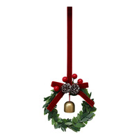 Décorations de Noël élégantes : clochettes et nœuds rouges pour fêtes festives, décorations de porte