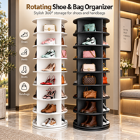 Meuble de rangement rotatif en plastique pour chaussures, sur pied, multi-niveaux, à 360 degrés, pour entrée de maison, style moderne et minimaliste
