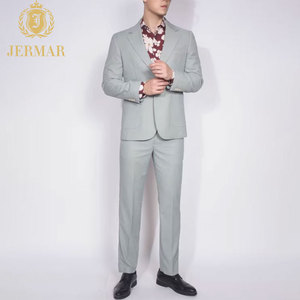 MTM Fresh Elegant <strong>Men's</strong> Slim Fit Light <strong>Green</strong> <strong>Suit</strong> Wrinkle-Resistant Tailored Blazer Formal Set for <strong>Men's</strong> Spring Outdoor Wedding - Product Image 1