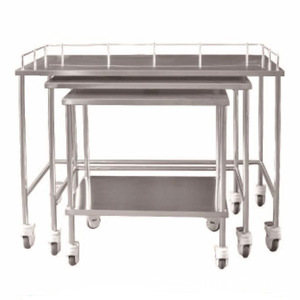Chariot médical en acier inoxydable avec sac bleu, 4 roulettes, mobilier hospitalier pour traitement et chirurgie - Product Image 5