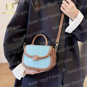 Roll Kulit Sintetis PVC Tekstur Anyaman Keranjang Interlaced 0.8MM untuk Tas, Tas Tangan, Sepatu, dan Pelapis - Product Image 5