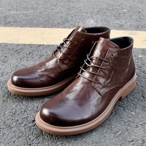 Botas de Cuero Genuino de Estilo Casual Otoño 2025, Multifuncionales, de Caña Alta, con Punta Redonda y Cordones - Product Image 6