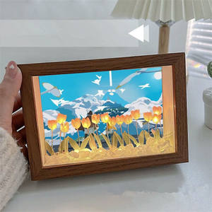 Marco DE FOTOS 3D decorativo para el hogar, luz nocturna de tulipán Diy, marco de fotos personalizado gratis, lámpara de <span class=keywords><strong>mesa</strong></span> de flores de tulipanes Led PARA EL Día de San Valentín - Product Image 6