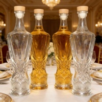 Bouteille en verre personnalisée de 700 ml avec bouchon pompe, forme unique, bouchon en liège sérigraphié pour vodka, whisky, brandy, tequila, boîtes de nuit