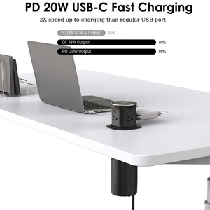 <span class=keywords><strong>Torre</strong></span> de <span class=keywords><strong>Enchufes</strong></span> Retráctil de Aleación de Aluminio Industrial con 4 Tomas de Corriente, 2 Puertos USB-A, 2 Puertos USB-C, Cargador Inalámbrico de 15W - Product Image 4