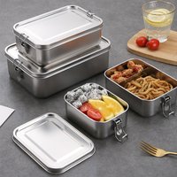Boîte à lunch rectangulaire en acier inoxydable avec clip de verrouillage anti-fuite, 2 compartiments chauffables, haute qualité