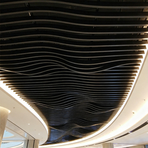 Hiện đại hạt gỗ sóng Trần cong rãnh nhôm ống vuông lưới Trần - Product Image 5