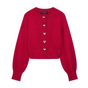 Cárdigan de Punto con Botones en Forma de Corazón para <span class=keywords><strong>Mujer</strong></span>, Estilo Dulce y Moderno, Venta al Por Mayor - Product Image 1