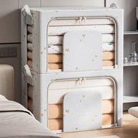 Boîte de rangement imprimée en forme de U, organisateur de vêtements domestique, pliable, lavable, épaissie, avec cadre en acier et revêtement plastique, pour couettes et armoire