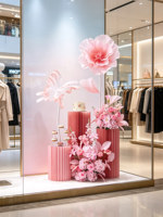 Rangkaian Bunga Buatan EVA Pink, Dekorasi Bunga Palsu untuk Pajangan Jendela Toko, Perlengkapan Suasana Salon Kecantikan, Desain Kustom