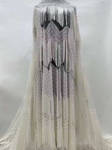 Nuovo 2024 di lusso con perline e nappe frangia in pizzo ricamato in Tulle - Product Image 5