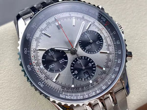 Reloj Cronógrafo de Lujo para Hombre 2025, 43 mm, Esfera Plateada, Seis Agujas, Correa de Acero Inoxidable, Diseño Exclusivo - Product Image 2