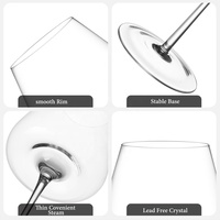 Verre à vin en cristal sans plomb CnGlass - Design moderne de luxe, forme de flûte, fabriqué à la main, écologique, capacité de 650 ml, compatible lave-vaisselle