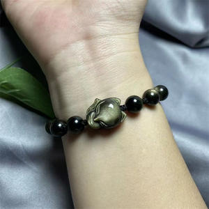 Chaîne réglable pierre de guérison spirituelle Feng Shui, perles d'<span class=keywords><strong>obsidienne</strong></span> à brillance dorée naturelle, Bracelet de renard en cristal, vente en gros - Product Image 4