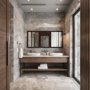 Mueble de Baño Flotante de Estilo Americano Moderno, Elegante y de Lujo, Fabricado en Madera Contrachapada con Herrajes, Personalizable para Hoteles - Product Image 4