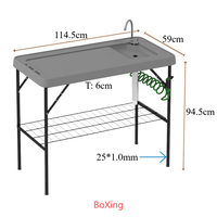 Table de nettoyage de poisson pliante en HDPE de haute qualité pour l'extérieur avec buse de pulvérisation