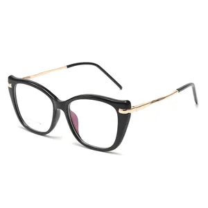 Bril 2022 Optisch Frame Oversized Cat Eye Lichtgewicht Bril Mannen Vrouwen Spektakel Paarse Champagne Frame Lenzen