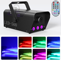 Machine à fumée de scène mini RGB 500W, équipement d'effets de fumée, générateur de fumée DJ avec télécommande, effets spéciaux, fête, discothèque, machine à brouillard de scène
