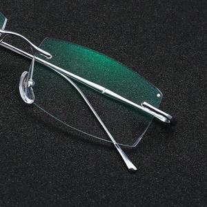 Petit Rectangle Polygone Diamant Alliage de Titane Sans Monture Photogray <span class=keywords><strong>Antireflet</strong></span> Lunette Photochromique Montures en Titane Lunettes - Product Image 5