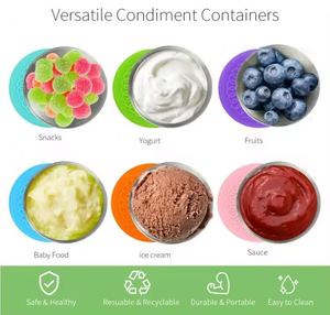 Contenedor de Silicona para Aderezos con Taza de Acero Inoxidable para Salsas, Aderezos y Condimentos, Almacenamiento y Conservación de Alimentos - Product Image 4