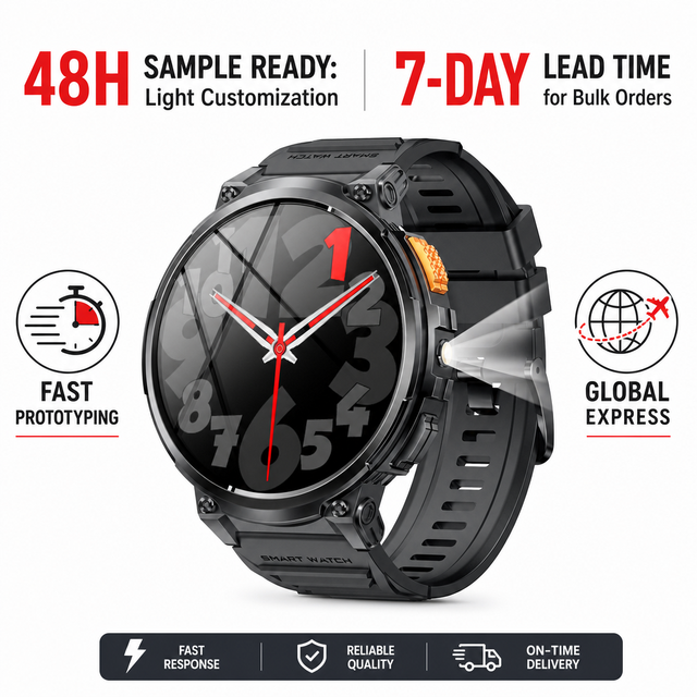 2026 New K66 Outdoor Smart Watch 1.85 Inch Large Screen IP68 Waterproof Flashlight BT Calling Dial Call Sports Fitcloudpro