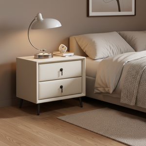 Mesa de Noche Moderna de Madera Maciza NKOL con 2 Cajones, Gabinete de Almacenamiento Ecológico y Duradero para el Dormitorio - Product Image 1
