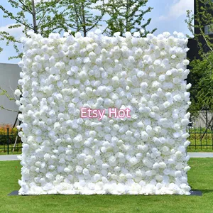 Factory Supplied to ETSY Hot White Rose Artificial Flower Wall Panel Home Shop Floral Wall Decor Photo Wedding Party Backdrop