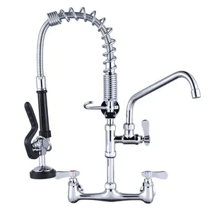 Commercial Kitchen Faucet With Swivel Spout And Pre Rinse Sprayer Kitchen Faucet