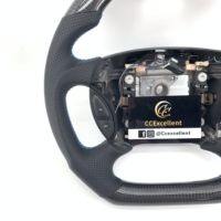 Volant en cuir et fibre de carbone personnalisé CCExcellent pour Ford Mustang 1999-2004 avec surpiqûres bleues