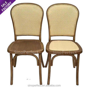 <b>Vintage</b> Stackable Resin Dining <b>Chairs</b> Wedding Party Wooden Grain PP Plastic Rattan <b>Chair</b> Plastic <b>Chairs</b> for Garden - Product Image 1