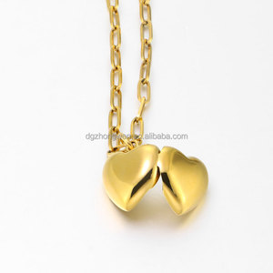 ZhongWen impermeable regalo familiar acero inoxidable 18K chapado en oro foto interior <span class=keywords><strong>corazón</strong></span> medallón colgante collar - Product Image 4