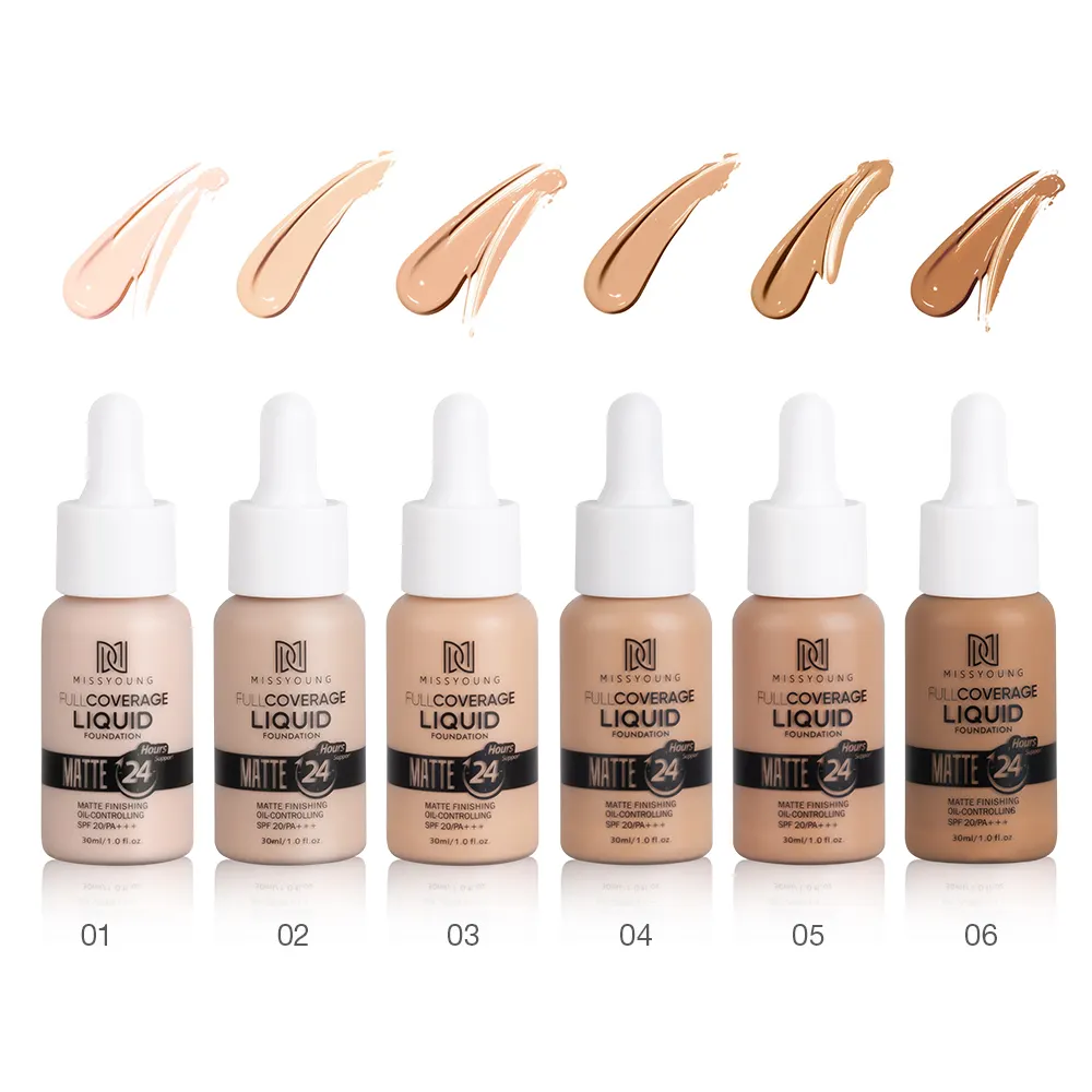 Happy New Years Nakeup Soft Matte 30 ML Oil Control Liquid Foundation Cream Whitening Full Cover Concealer Makeup