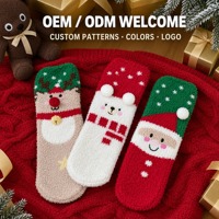 Chaussettes en peluche de Noël personnalisées OEM, motif animal 3D mignon, chaussettes d'hiver chaudes et douillettes, chaussettes cadeaux de fêtes en gros