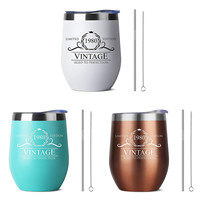 Logo personnalisé imprimé Cool 12oz isolation sous vide colorée en acier inoxydable tasse à café vin tasse gobelet avec couvercle