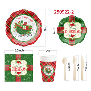 DAMAI Artículos para Fiesta de Navidad, Decoraciones Rojas y Verdes, Incluyen Platos, Vasos y Servilletas de Papel para Fiesta de Navidad - Product Image 6