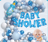 Bleu blanc garçon bébé douche fête décorations fournitures Latex couleur ballon ensembles guirlande arc Kit